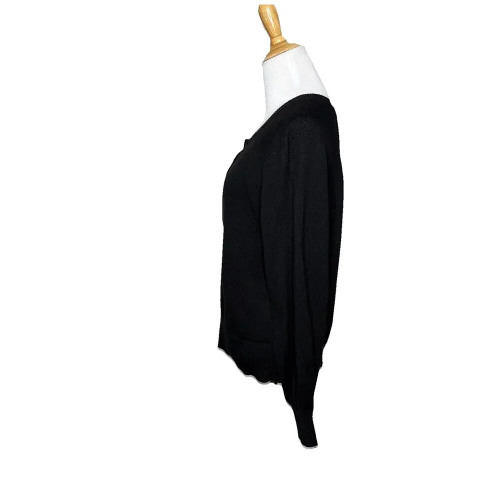 Banana Republic Button Accents Scoop neck Black Sweater Size Medium Womens